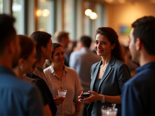 Group of professionals networking at an event
