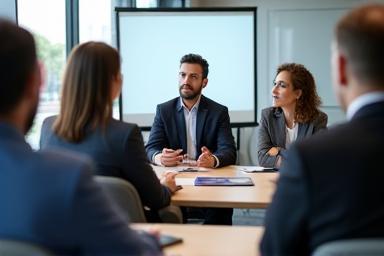 Workshop setting discussing interviewer skills